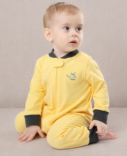 Teach Leanbh Baby 2-Pack Footless Pajamas Cotton Long Sleeve Printing 2 Way Zipper Romper Jumpsuit