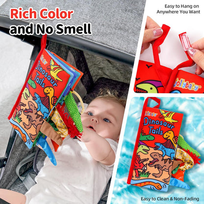 Jollybaby Baby Books 0-6 Months, Touch and Feel Crinkle Soft Cloth Books for Infants Babies