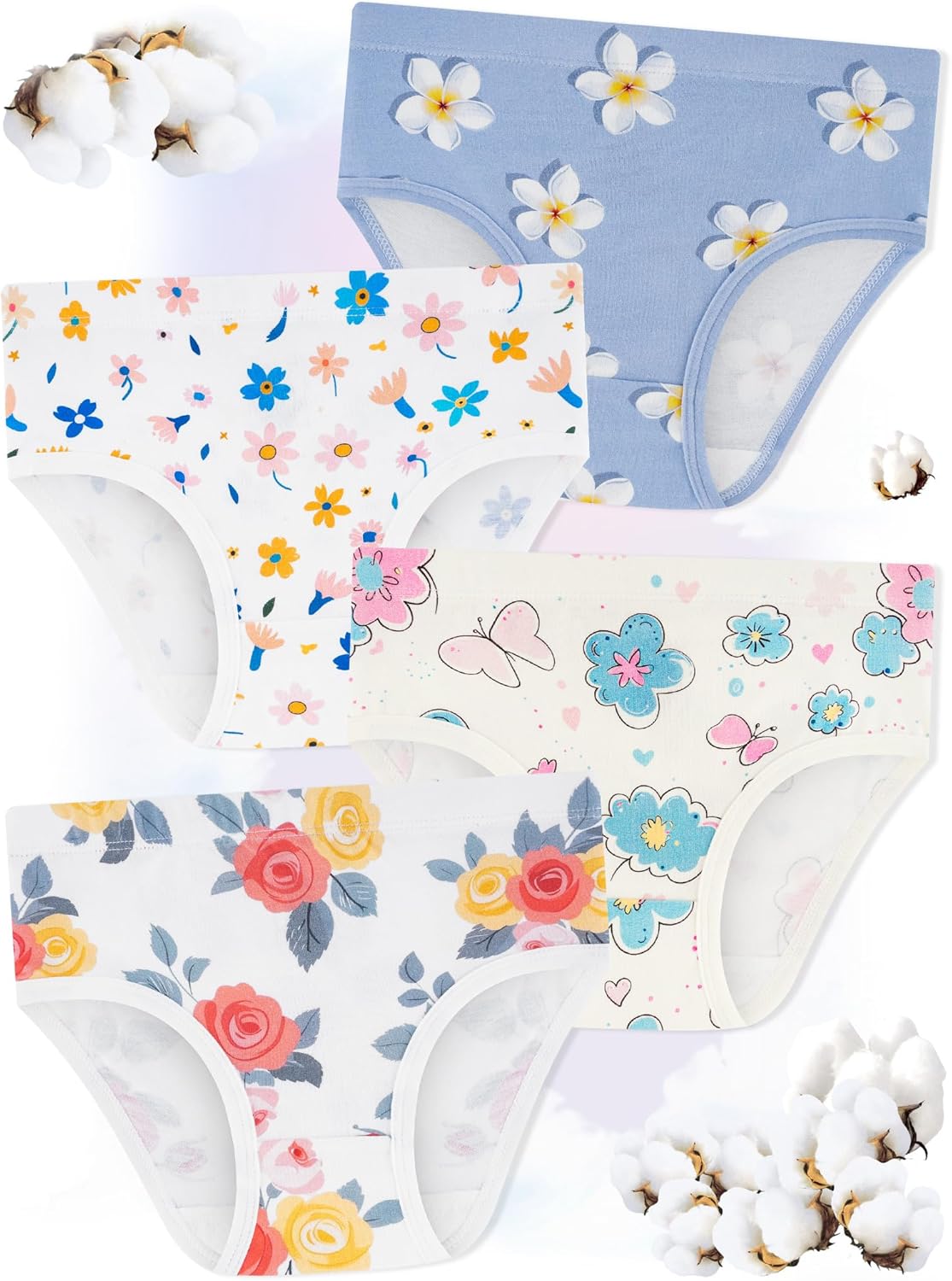 Girls' Underwear,Soft Cotton Tagless Panties for Toddlers' & Little Kids' Comfort,Breathable