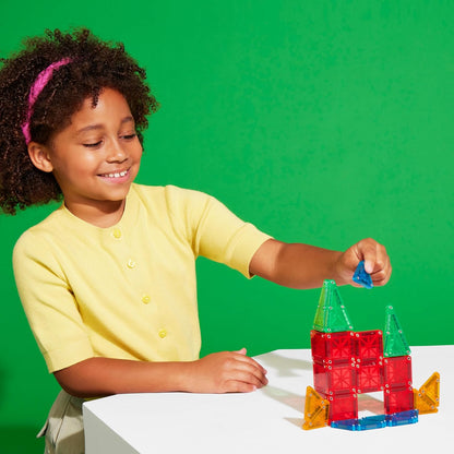 MAGNA-TILES microMAGS 26-Piece Travel Magnetic Construction Set – Bold Colors, The Original