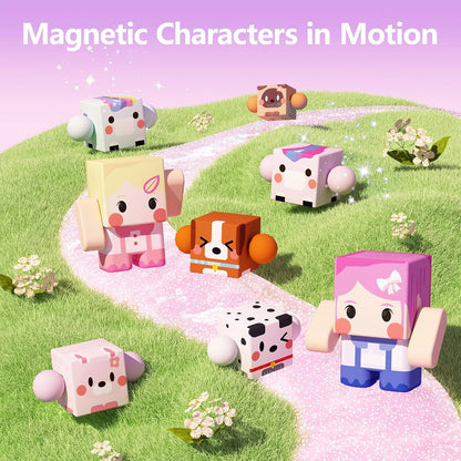 GobiDex 8PCS Magnetic Figures Playset Rotatable Animal & Character Toys for Kids, Toddlers Sensory