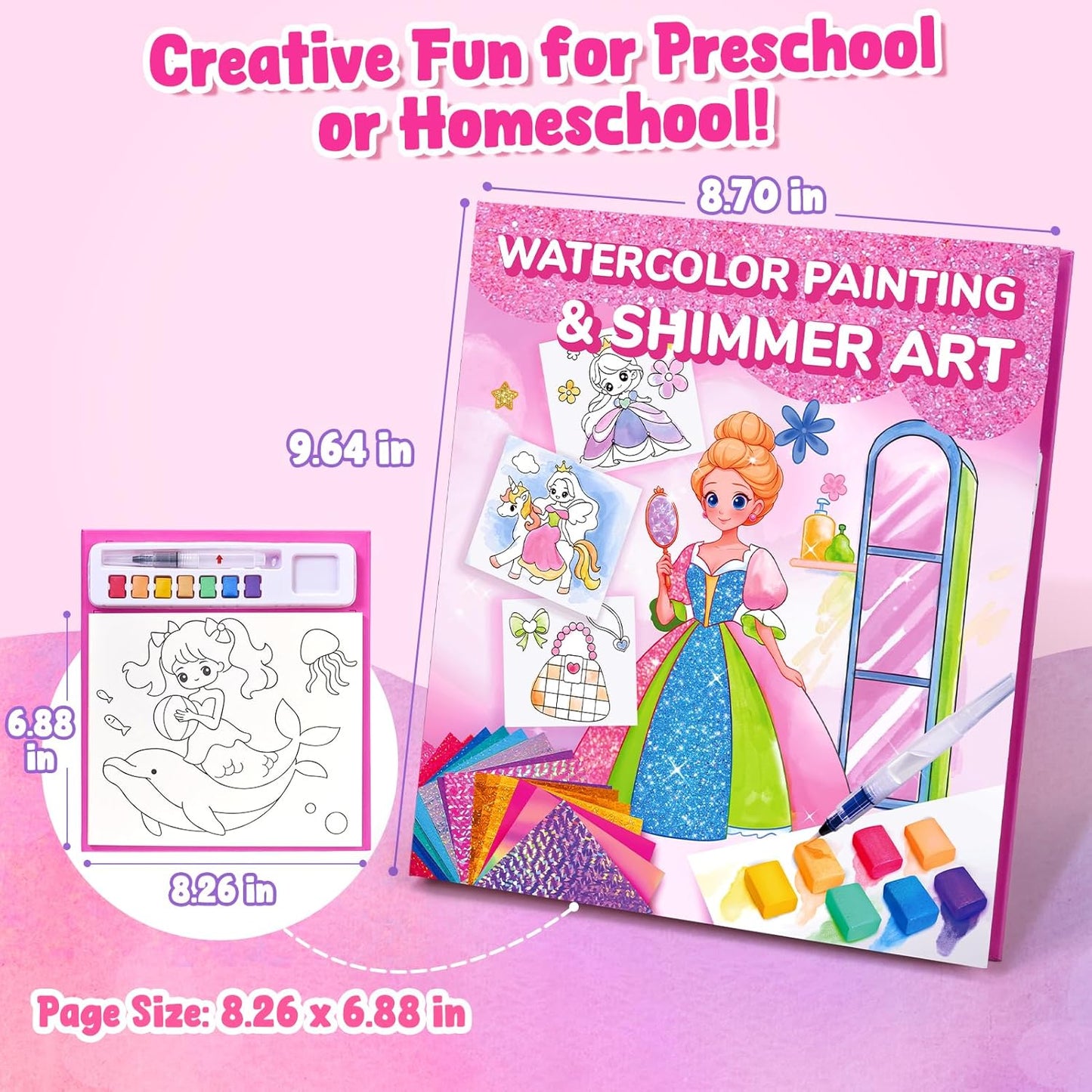 JoyCat Paint with Water Coloring Books, Art & Craft Activity, Princess No Mess Art for Kids Ages