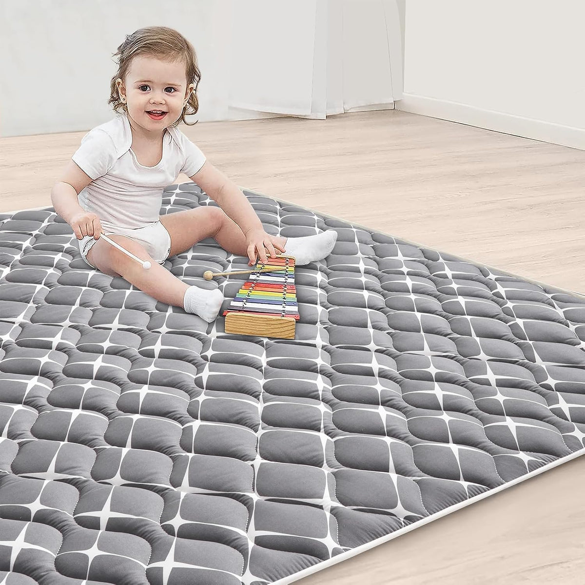 Vibe bear Baby Foam Play Mat, 50x50 Inches Baby Crawling Mat, Thicken One-Piece Baby Playmat, Non