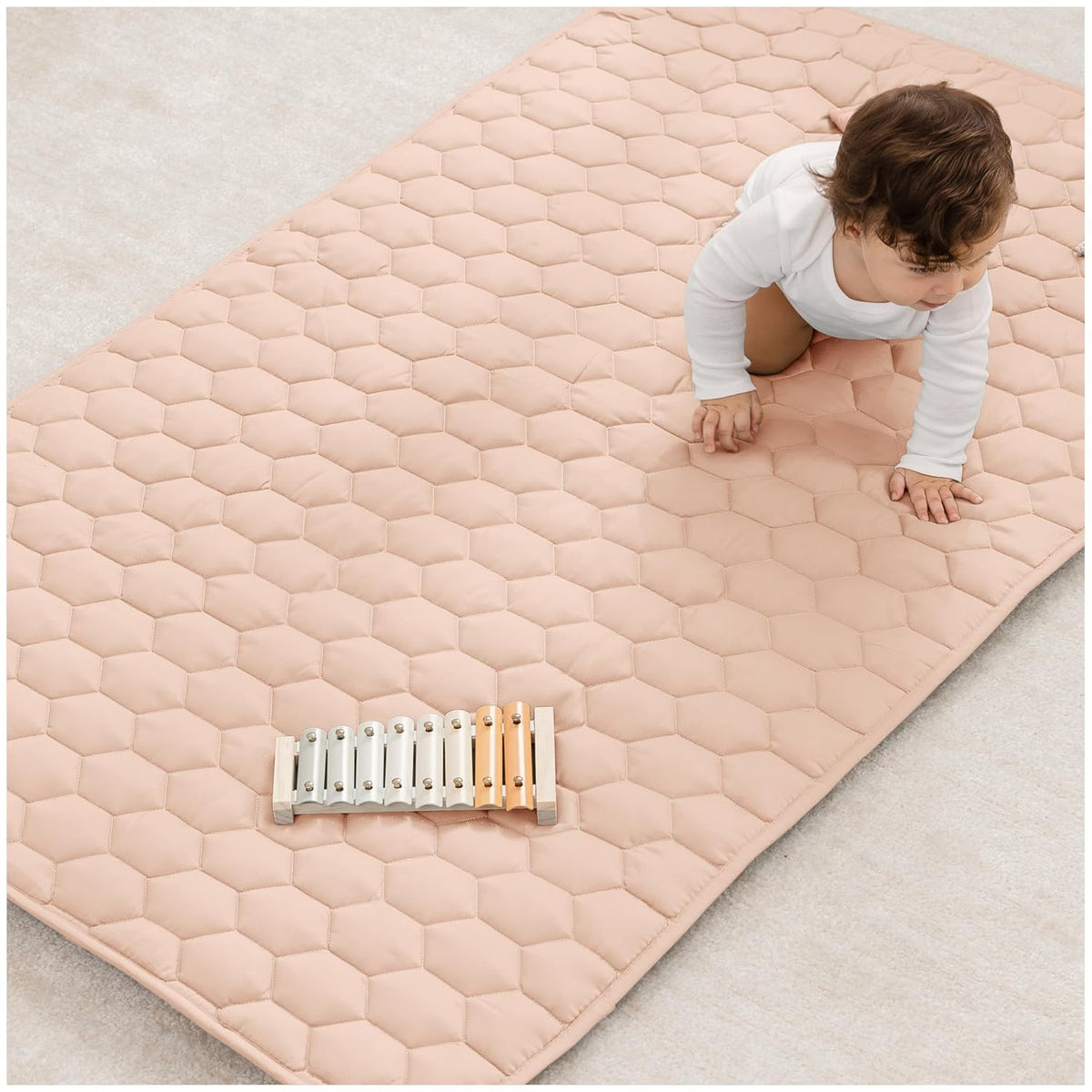 Comfy Cubs Rectangle Kids Play Mat - Small 36 x 60 inches Soft Quilted Baby Floor Mat with Non-Slip