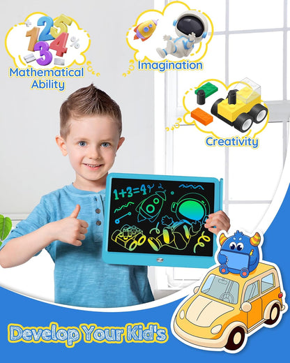 TEKFUN LCD Writing Tablet for Kids Boys Toys, 12 Inch Erasable Doodle Board Colorful Doodle Pad