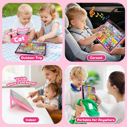 Trilingual Learning Toy Tablet with Music & Sound, Montessori Speech Therapy Toys for 1 Year Old