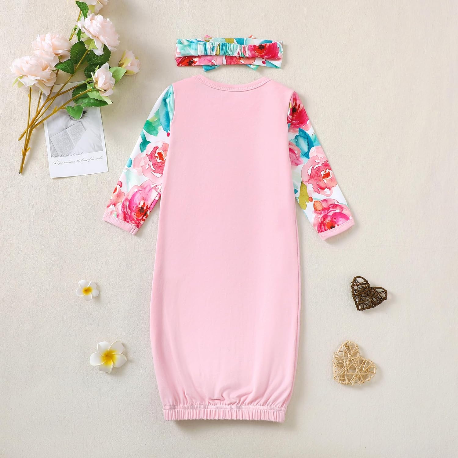 AMAWMW Newborn Baby Girl Little Sister Sleeper Gown Stripe Long Sleeve Nightgown Pajamas Gifts