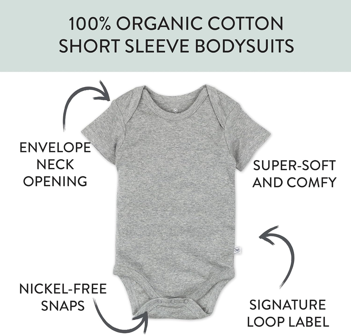 HonestBaby unisex-baby 10-pack Short Sleeve Bodysuits One-piece 100% Organic Cotton for Infant Baby