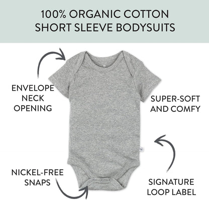 HonestBaby unisex-baby 10-pack Short Sleeve Bodysuits One-piece 100% Organic Cotton for Infant Baby