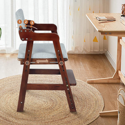 Ezebaby Wooden High Chair for Toddlers to Teens, Adjustable Kids Study & Dining Chair with Steps
