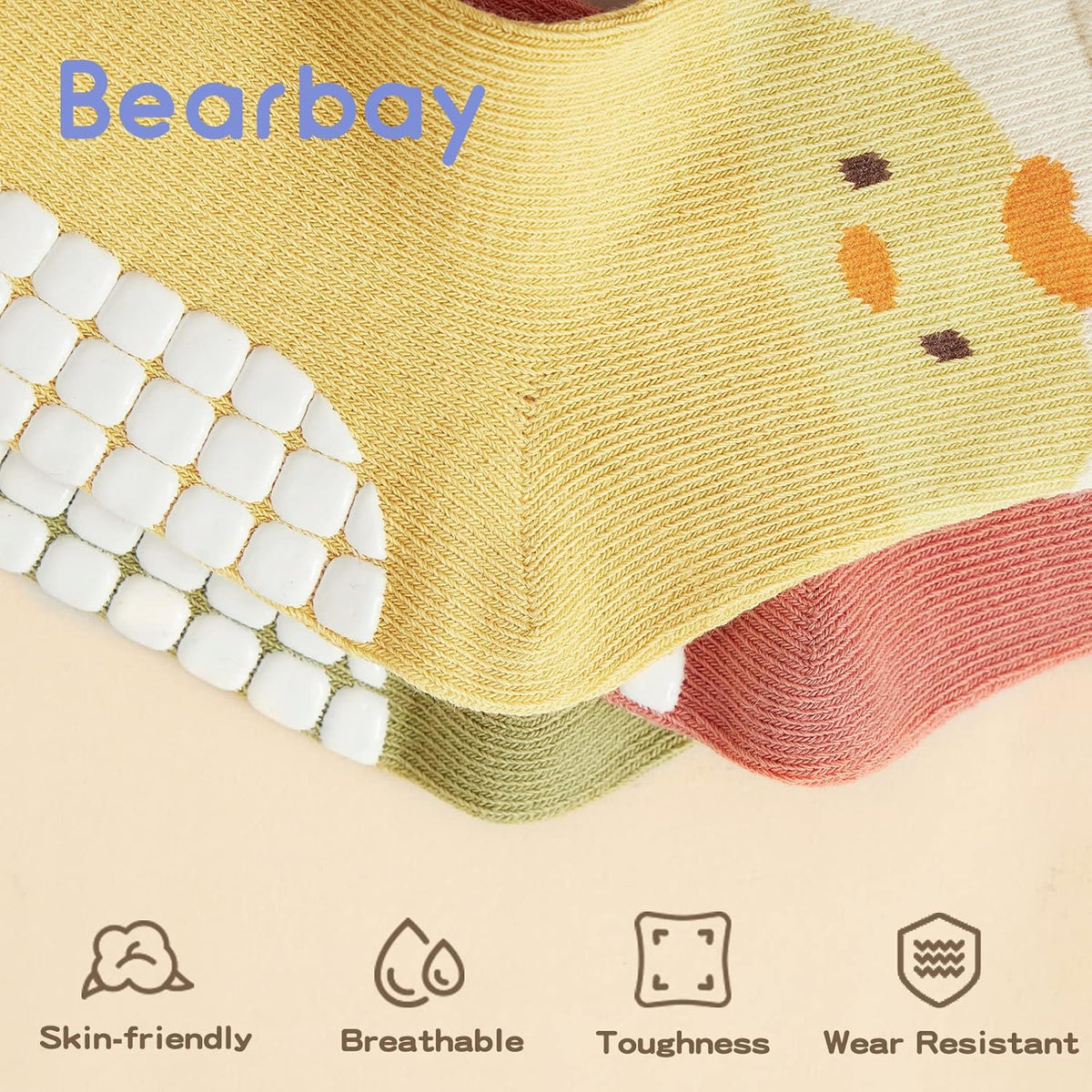 Baby Non Slip Ankle Socks with Grippers for 0 Months-7 Years Old Walking Socks