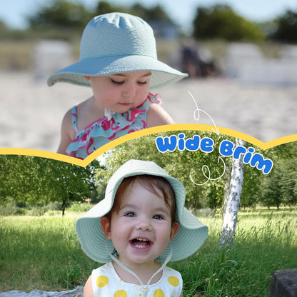 HONGTEYA Baby Sun Hat Toddler Girl Beach Hat Adjustable Outdoor Summer Hat UPF 50+ Sun Protection