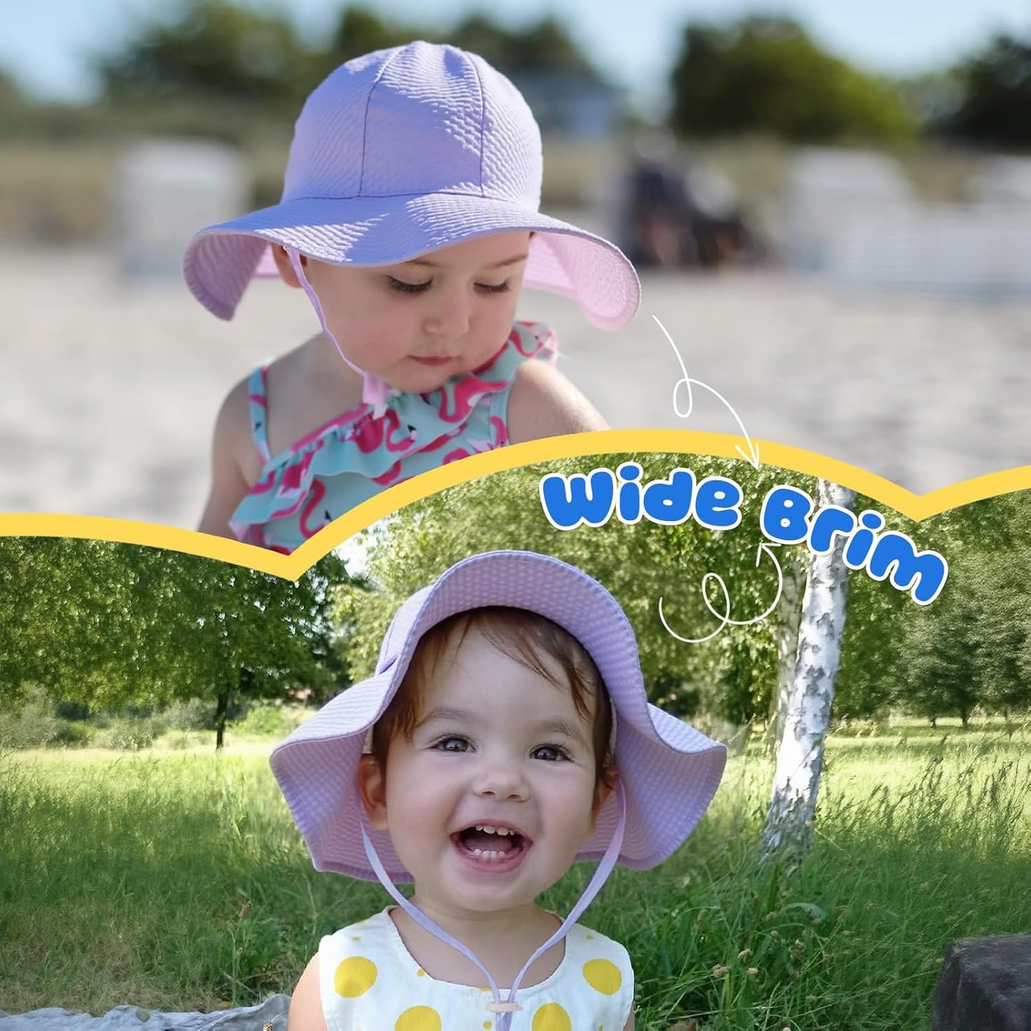 HONGTEYA Baby Sun Hat Toddler Girl Beach Hat Adjustable Outdoor Summer Hat UPF 50+ Sun Protection