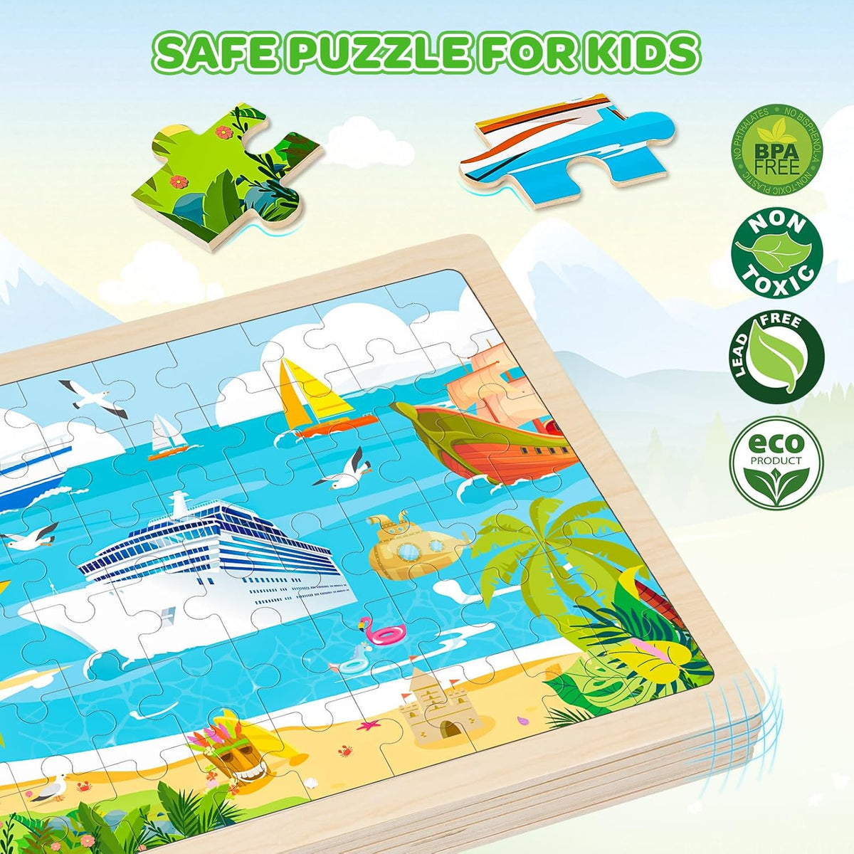 Puzzles for Kids Ages 4-6, 6 Packs 60 Pcs Wooden Jigsaw Puzzles for Kids Ages 6-8, Preschool