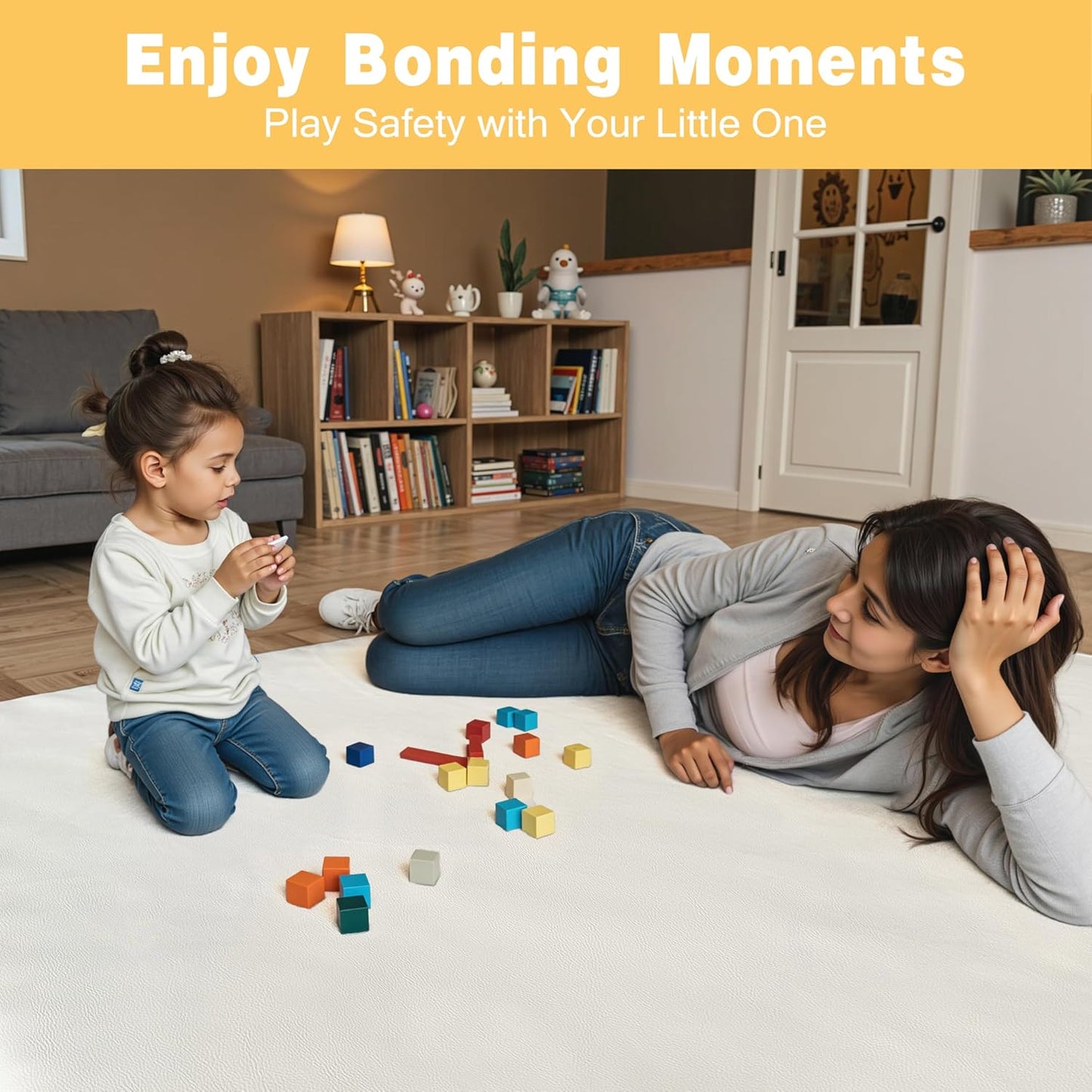 Padded 71" ×59" Large Baby Play Mat for Floor, 1.3" Thick Foam Mat with Soft Vegan Leather, Baby
