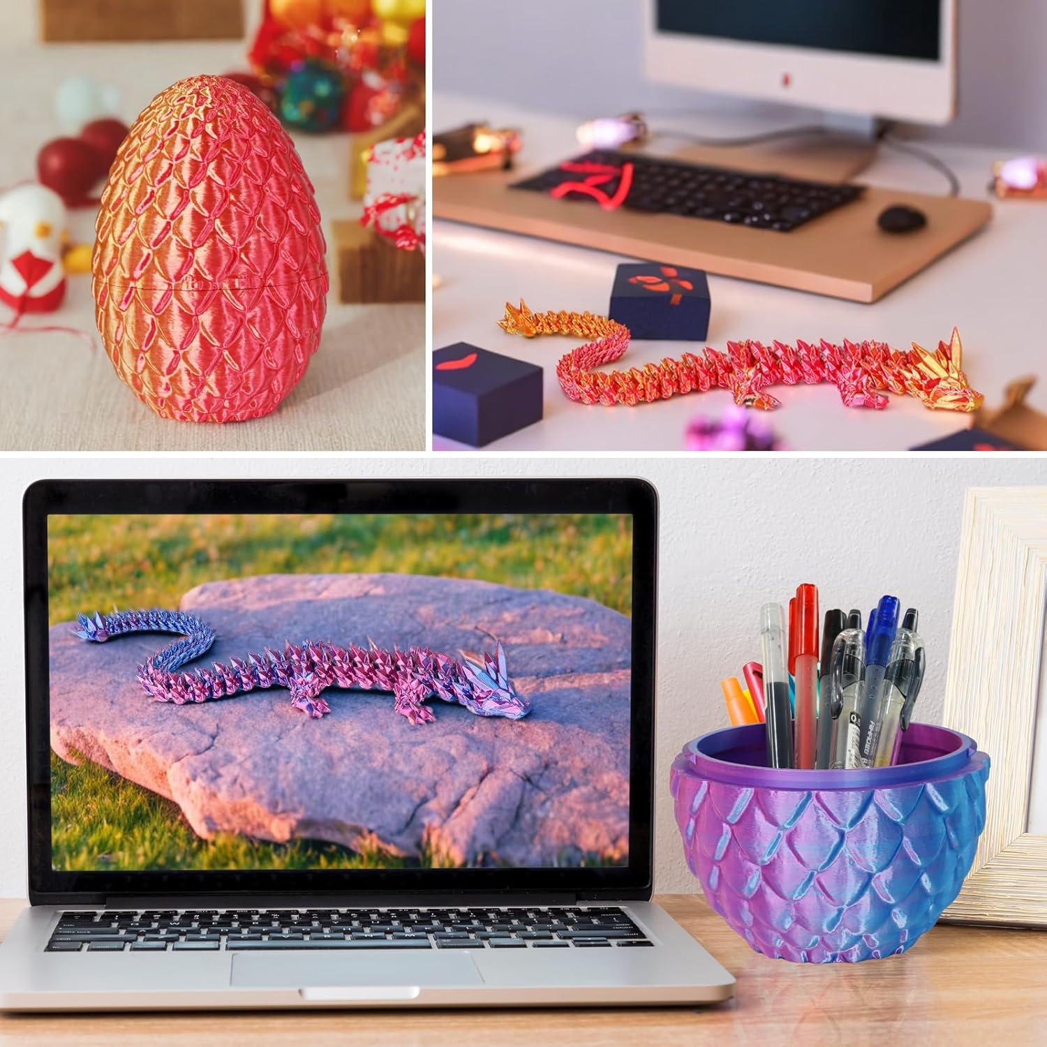 Large Dragon Eggs with Dragon Inside, 3D Printed Surprise Funny Gifts for Kids, Articulated Dragon