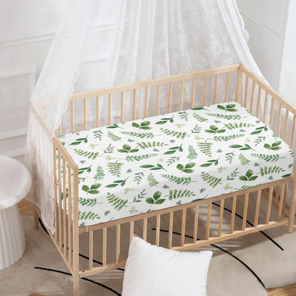 Lovely Green Flower Fitted Crib Sheet Plants Baby Crib Sheet Fit Standard Crib and Toddler
