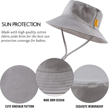 JANGANNSA Cotton Baby Sun Hat Infant Toddler Boys Girls Bucket Hats Summer Sun Protection Kids
