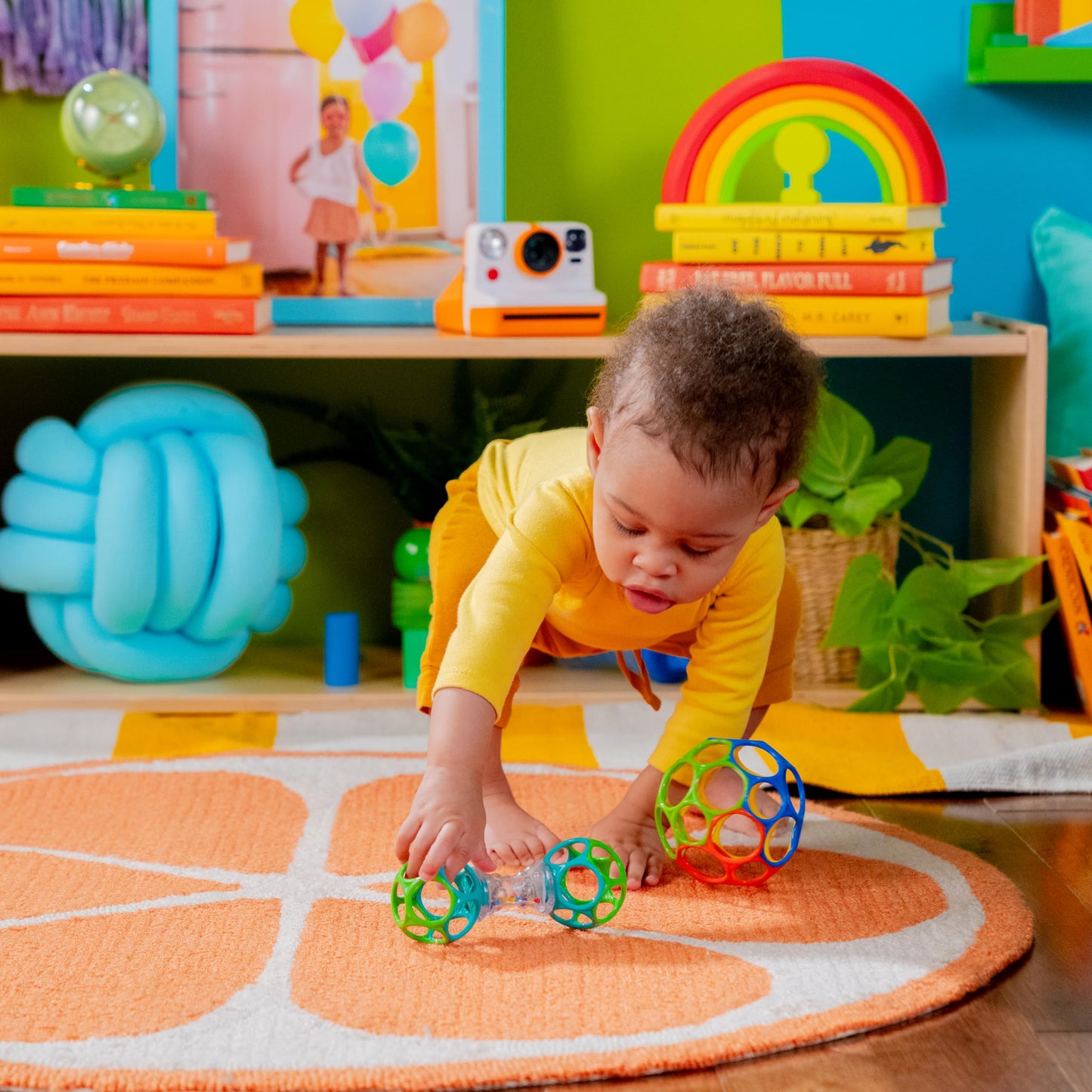 Bright Starts Easy-Grasp Oball Bundle Gift Set - Grasp The Day, Ball and Rattle Toys 2-Pack, BPA