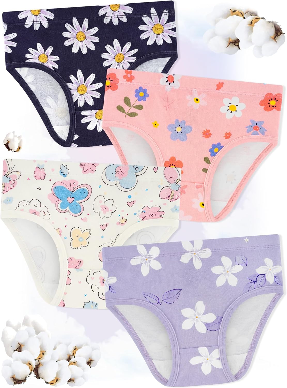 Girls' Underwear,Soft Cotton Tagless Panties for Toddlers' & Little Kids' Comfort,Breathable