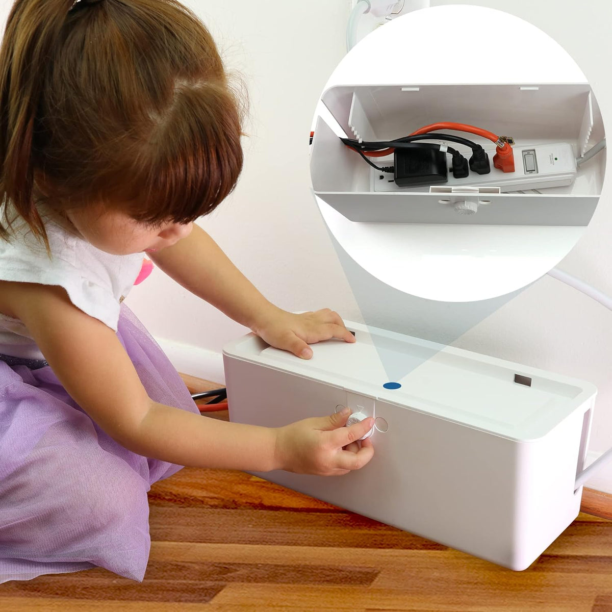 Power Strip Cover Box - Effectively Baby Proofs Power Strip with Patented Dual Lock. Convenient