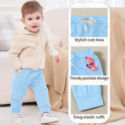 DREAM BUS Pack of 3 Toddler Jogger Pants with Pocket Toddler Boy Sweatpants Baby Boy Pants Infant