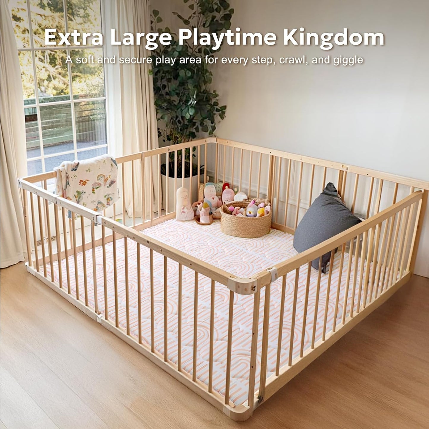 Soft Thicker Baby Mat for Floor 71"x59", Extra Large Baby Play Mat, Non-Slip Playpen Mat, Easy to