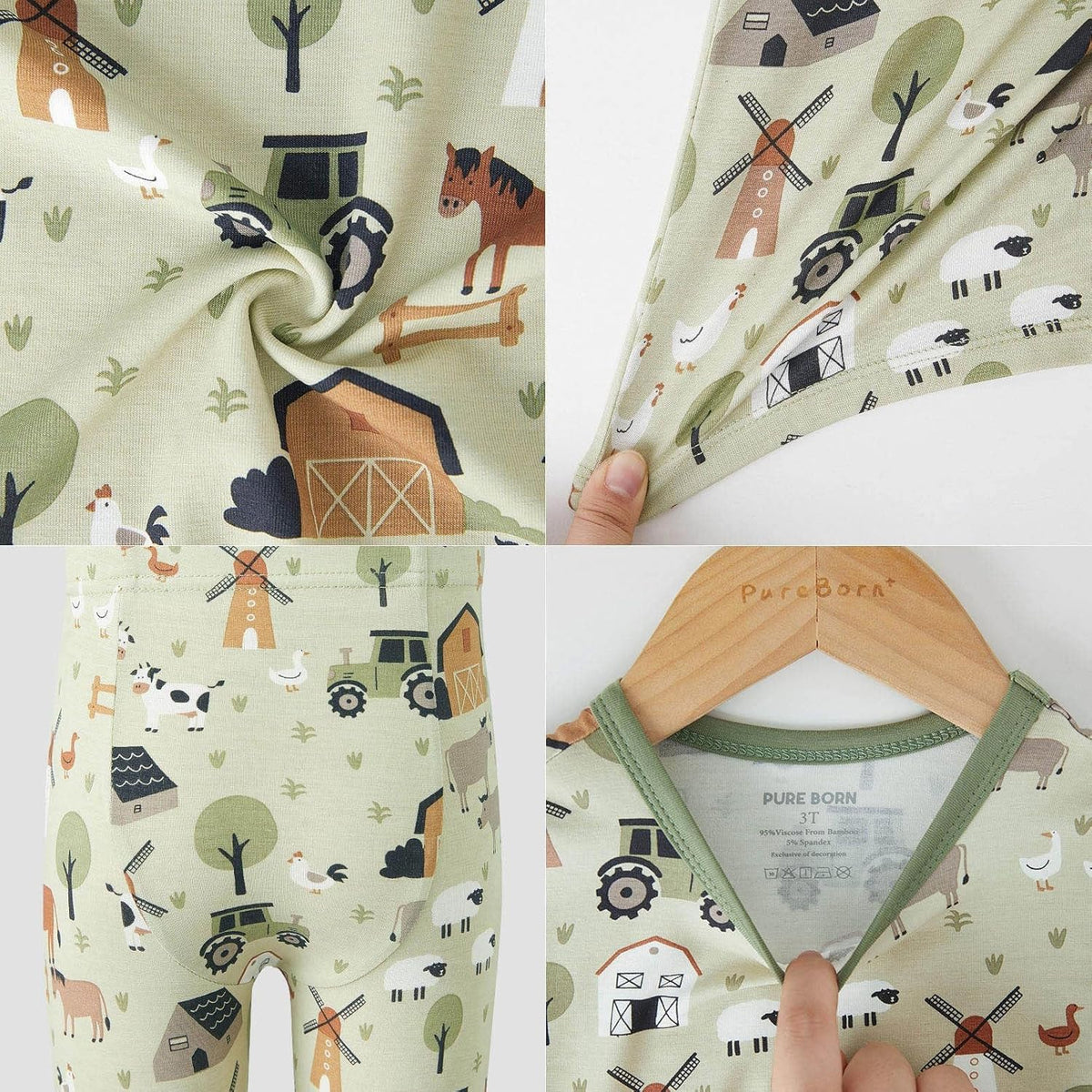 pureborn Baby Viscose From Bamboo Pajamas Set Pjs - Kids Toddler Girl Snug Fit Viscose Sleepwear