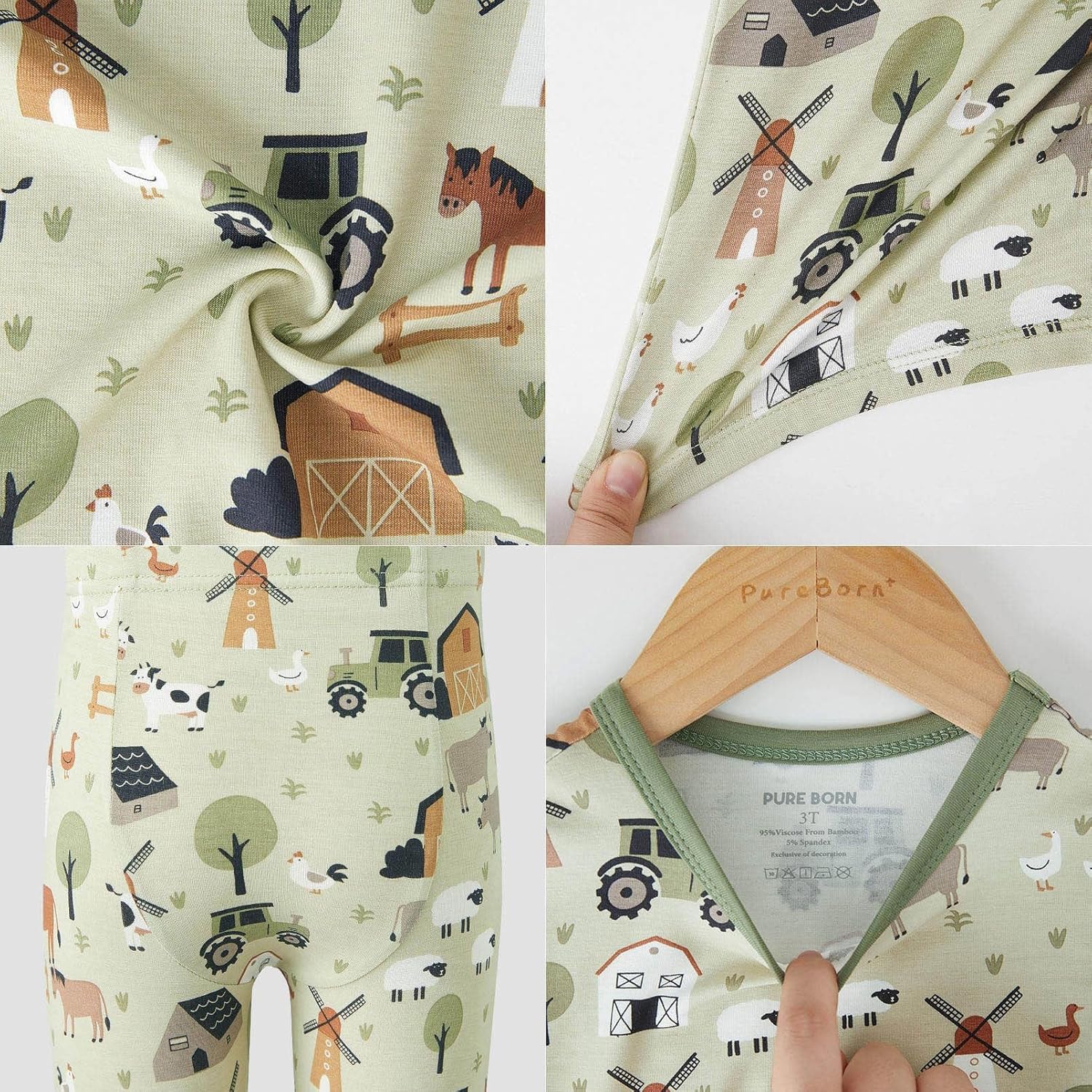 pureborn Baby Viscose From Bamboo Pajamas Set Pjs - Kids Toddler Girl Snug Fit Viscose Sleepwear