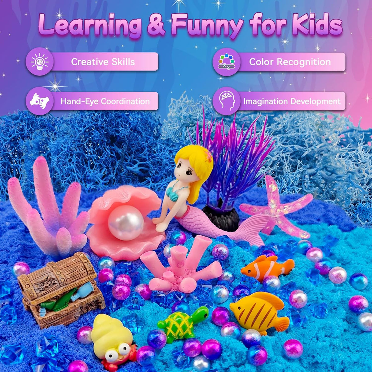 Mermaid Terrarium Craft Kit for Kids - LED Night Light Up & Remote Mermaid Birthday Gifts Toys for