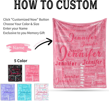 Ship Next Day, Custom Name Blanket - Printed in USA, Personalized Baby Blankets for Girls, Baby