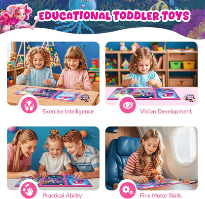 Magnetic Jigsaw Puzzles for Toddlers Kids 3-8 Girls,(3 36-Pieces) Travel Puzzles Toys for Kids Ages