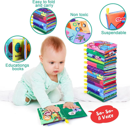 Baby Bath Books, Fabric Soft Baby Cloth Books, Early Education Toys, Waterproof Babies Book for