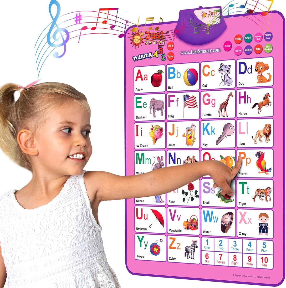 Just Smarty Interactive Alphabet Wall Chart | Talking ABCs & 123s Music Poster | Learning Toys for