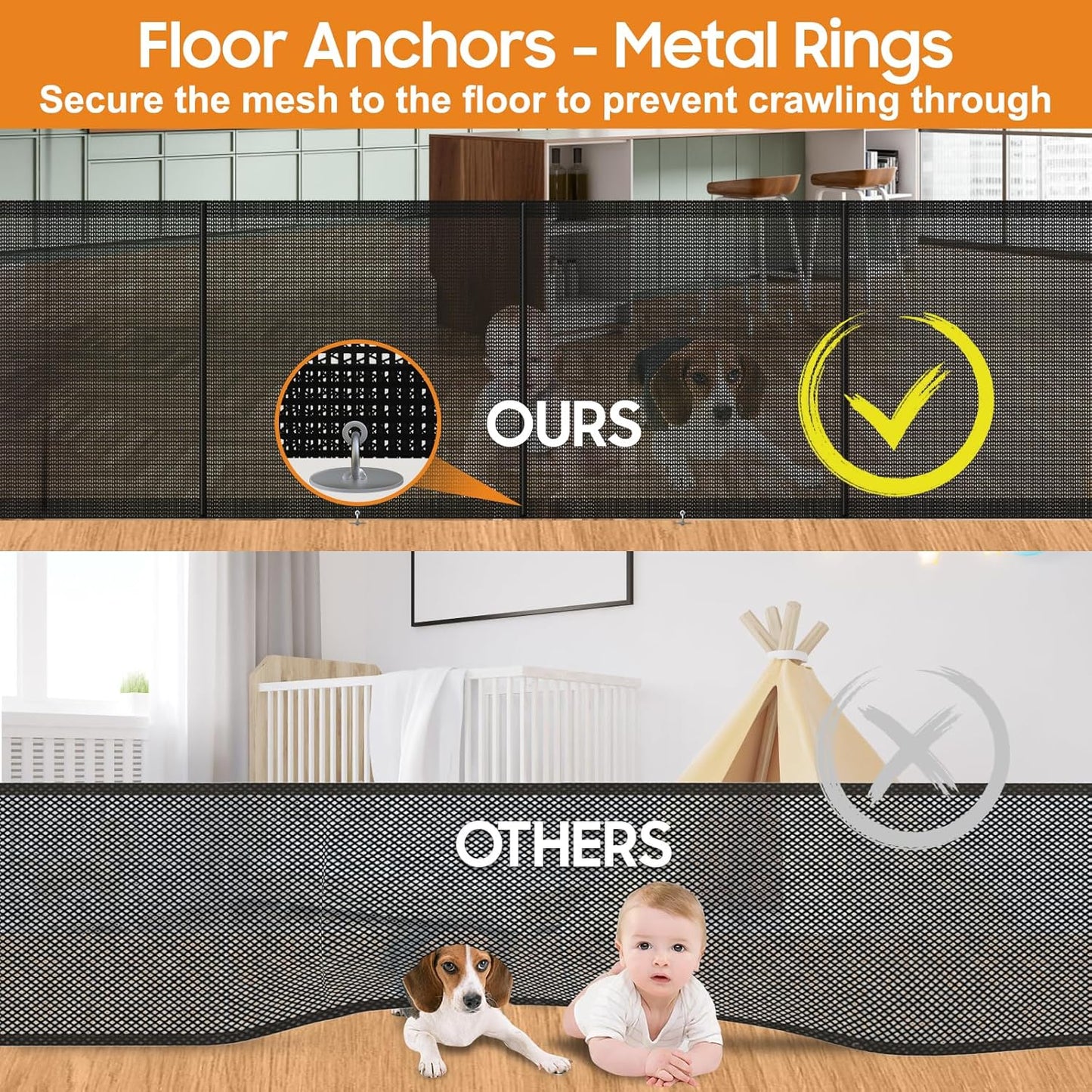 160" Retractable Baby Gates, 42" Extra Tall Upgraded Baby Gate with Reinforced Strip Design