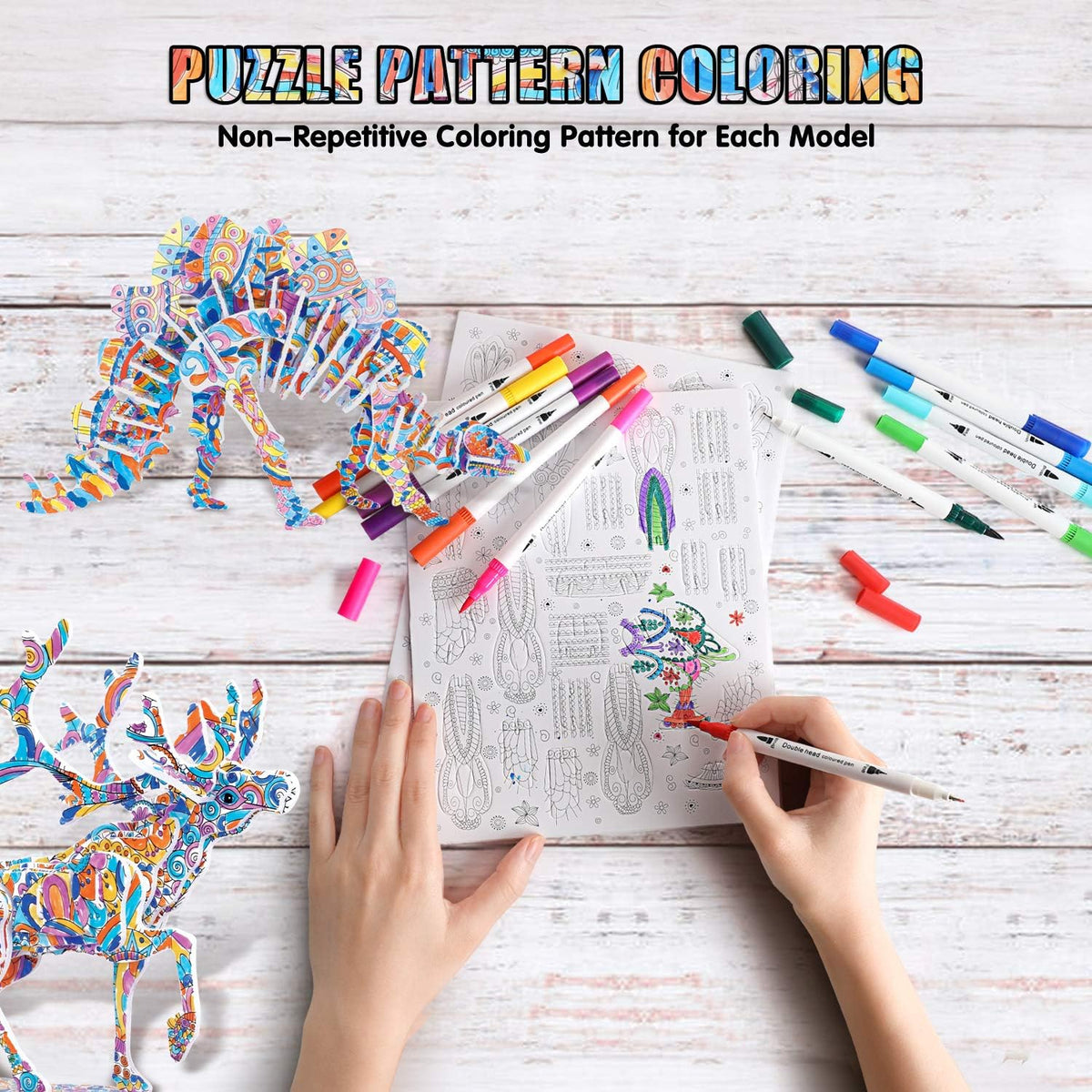 BEARUN 3D Coloring Puzzle Set, Arts and Crafts for Girls and Boys Age 6 7 8 9 10 11 12 Year Old