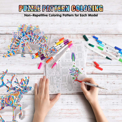 BEARUN 3D Coloring Puzzle Set, Arts and Crafts for Girls and Boys Age 6 7 8 9 10 11 12 Year Old