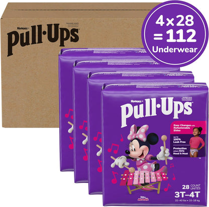 Pull-Ups Girls' Potty Training Pants, Size 3T-4T Training Underwear (32-40 lbs), 112 Count (4 Packs