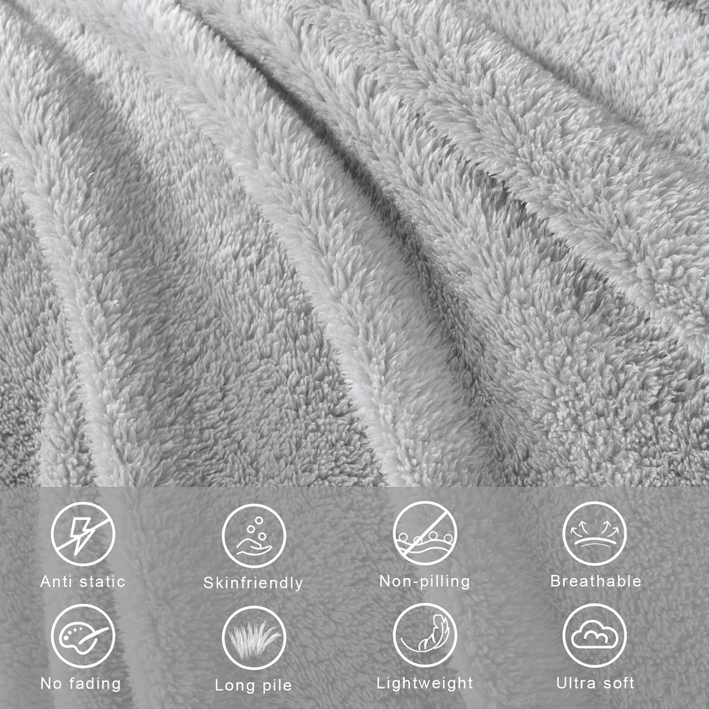 Exclusivo Mezcla Queen Size Flannel Fleece Blanket, Super Soft Velvet Plush Bed Blanket, Fuzzy Cozy