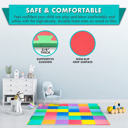 ProSource Baby Play Mat, Soft Foam Floor Tiles for Kids, Interlocking EVA Panels for Playpen Use