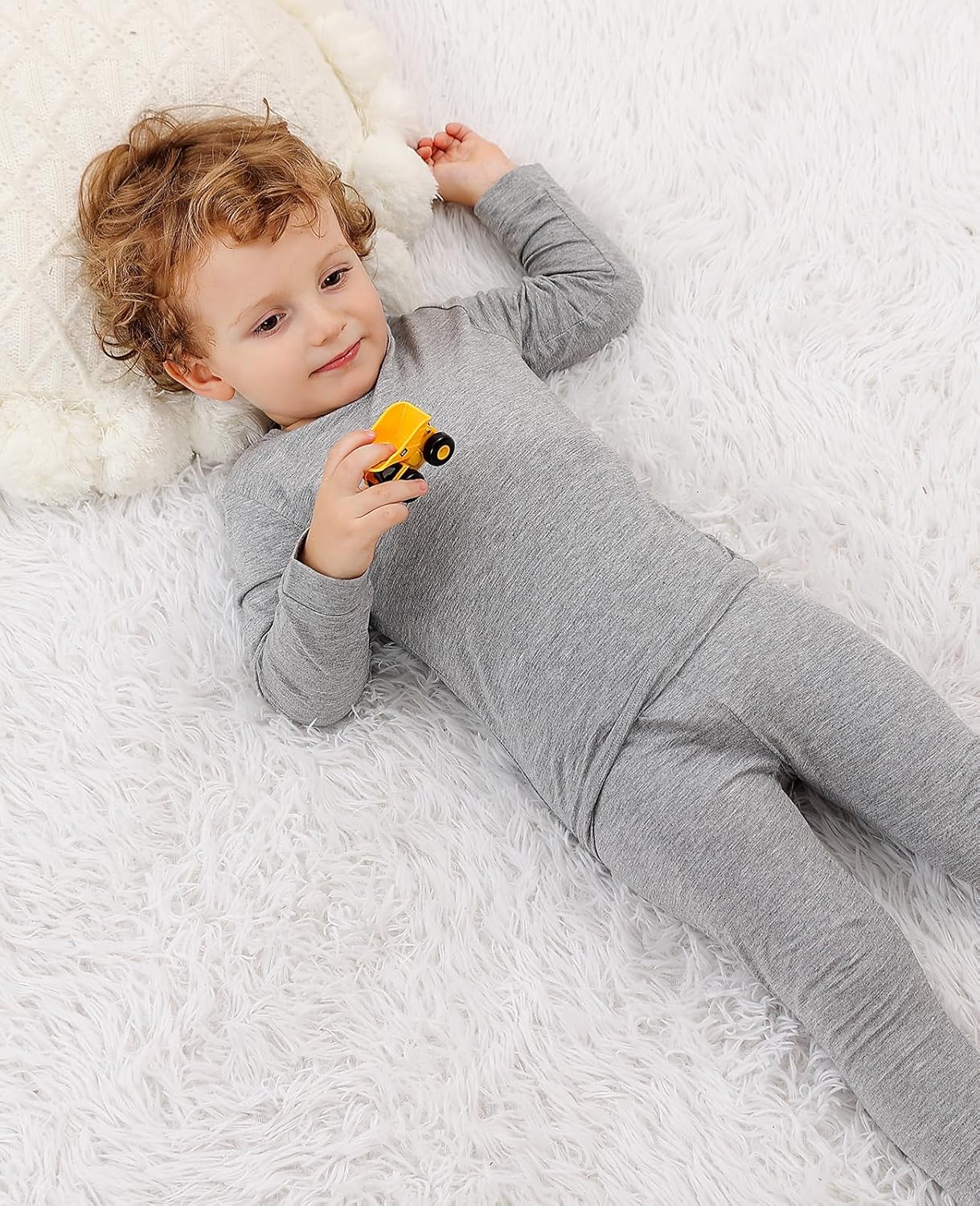 JunNeng Bamboo Viscose Pajamas for Toddler Baby, Boys Girls Solid Snug Fit Pajamas Long Sleeve