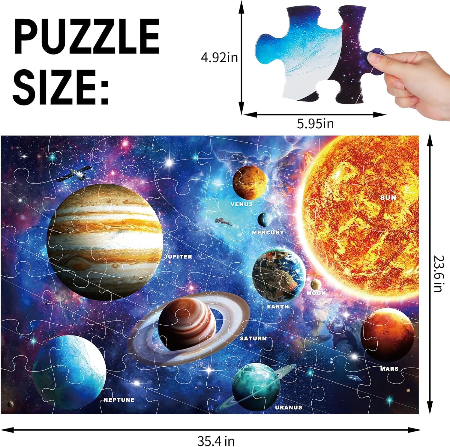 Jumbo Floor Puzzle for Kids Ages 4-8,Solar System Jigsaw Puzzles,48 Piece Space Large Puzzles for