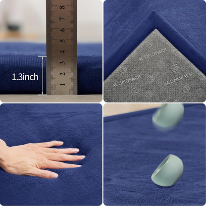 ACOMOPACK Baby Play Mat for Floor 1.3" Thick Memory Foam Play Mat 79"×118" Tummy Time Crawling with