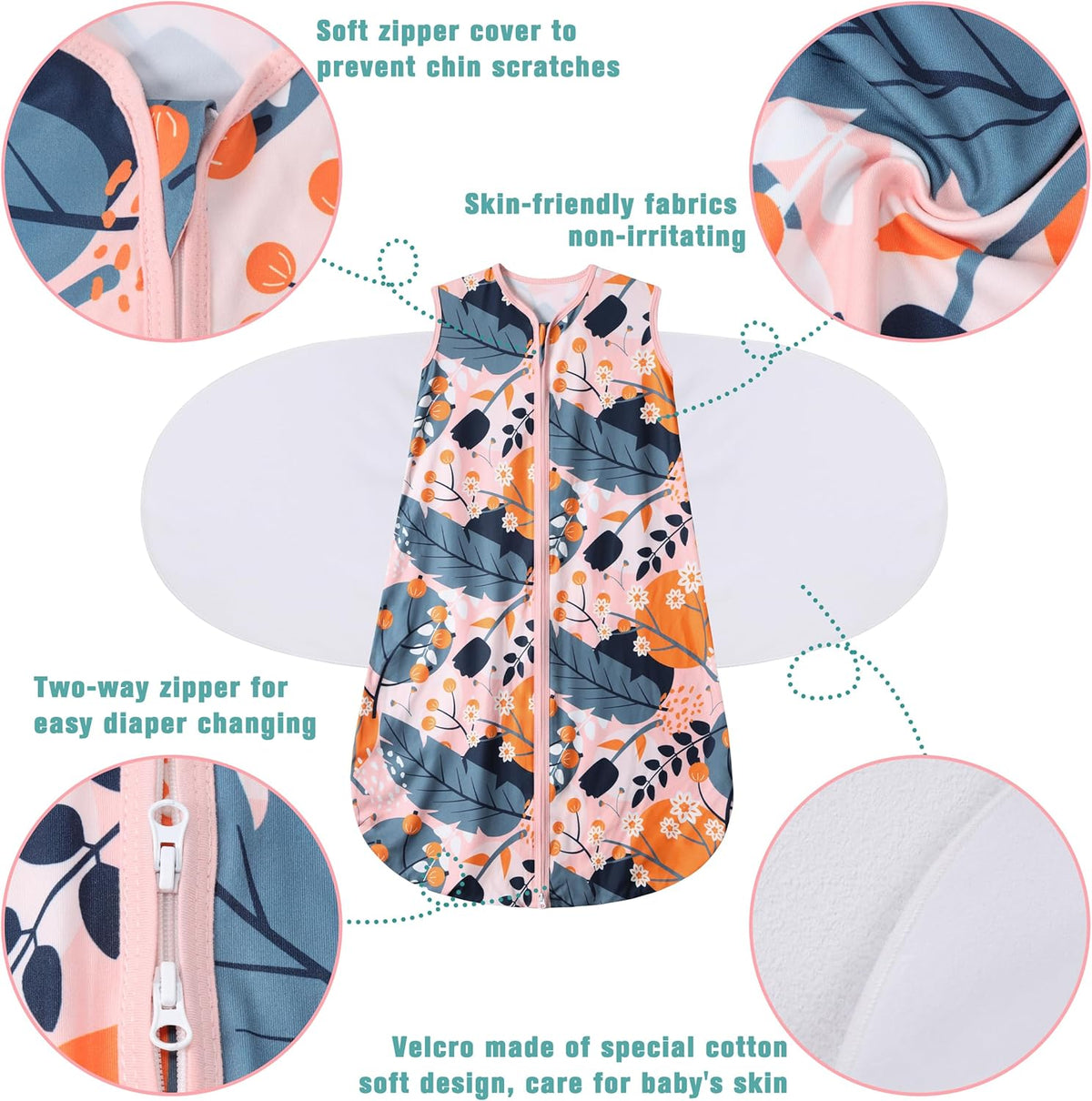 Newborn Sleep Sack Baby Swaddle,3-Way Adjustable Wearable Blanket,100% Rayon Cotton Swaddling