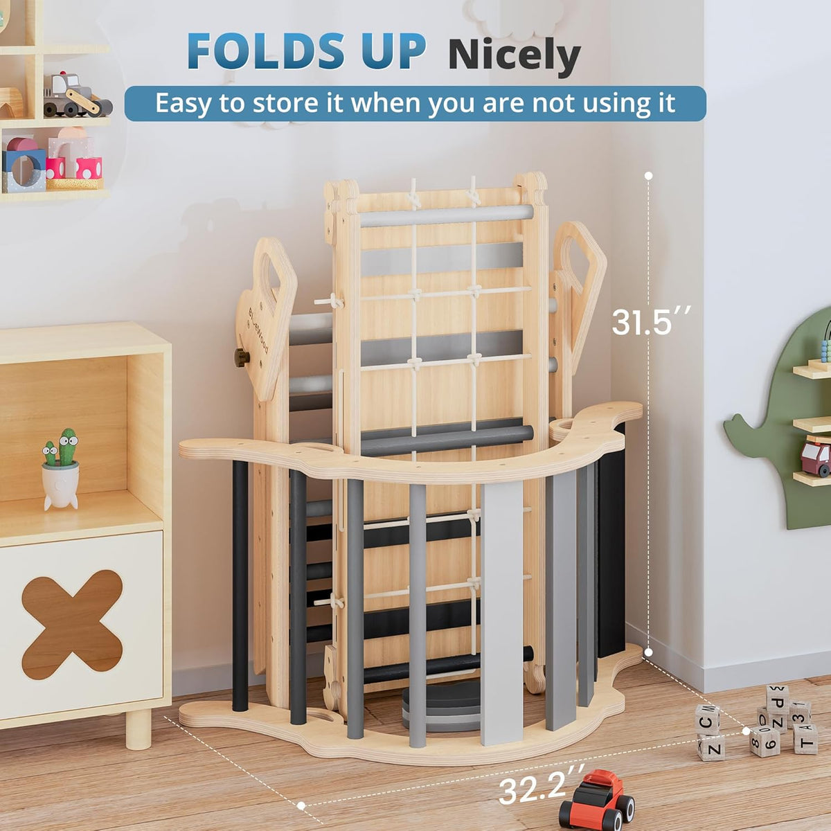 BlueWood 10-in-1 Pikler Triangle Set, Toddler Climbing Toys Indoor, Montessori Climber, Baby Jungle
