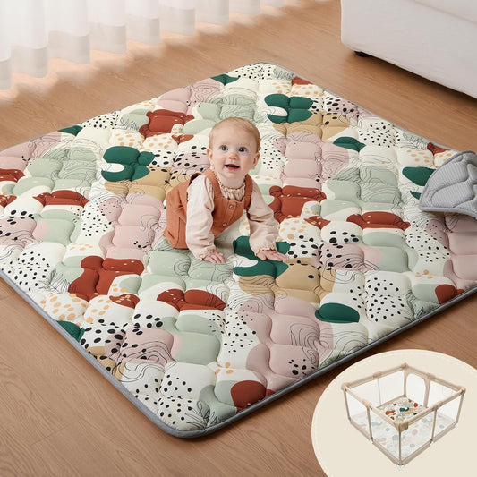 Blissful Diary Baby Play Mats for Floor, 47x47 Inch Playpen Mat, Thicken Padding Foam Playmate for