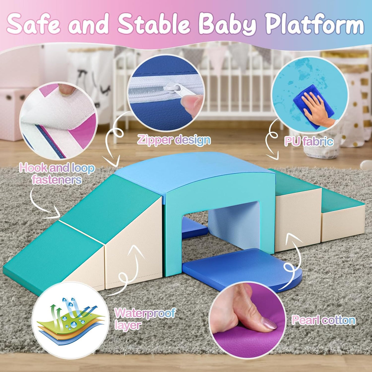 SURPCOS Foam Climbing Blocks for Toddlers - Soft Play Set for Toddlers 1-3 - Climbing Toys - Baby