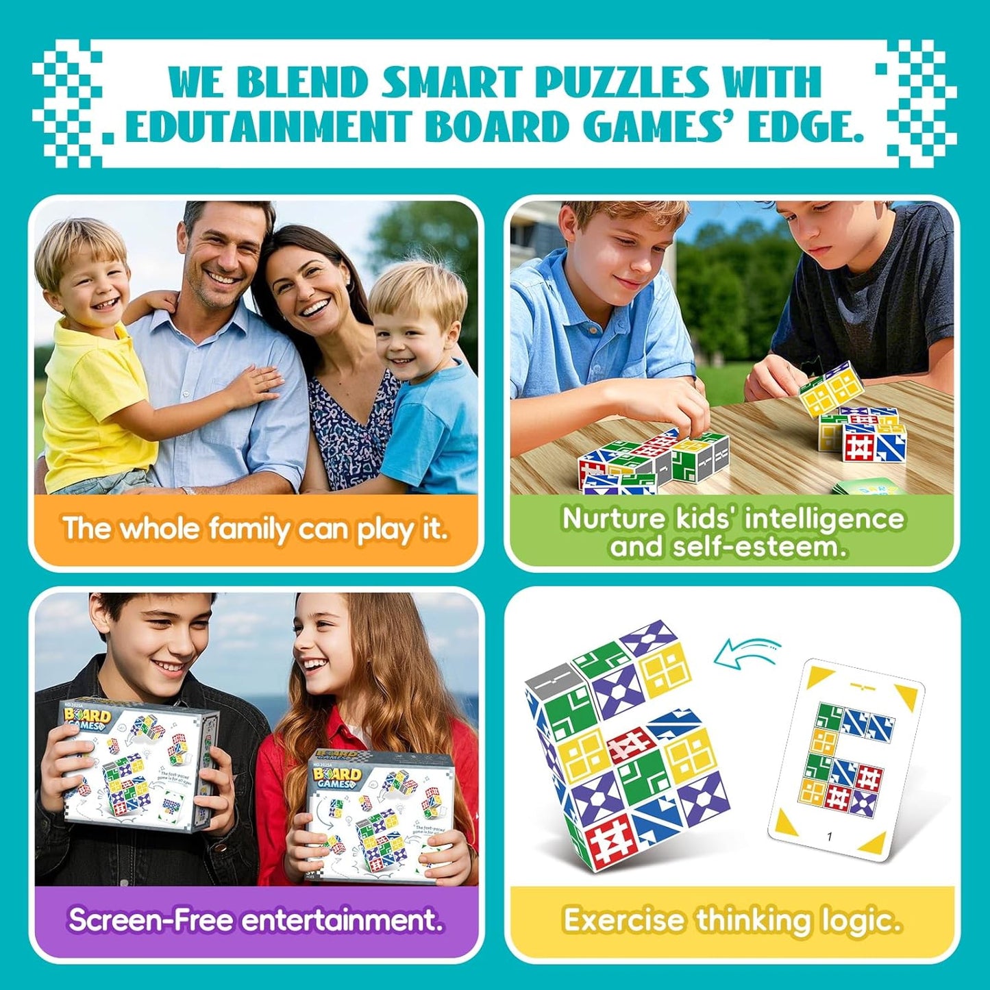 Family Matching Game for Kids & Adults, Block Puzzle Board Games for Boys & Girls Ages 4-8 8-12, 2