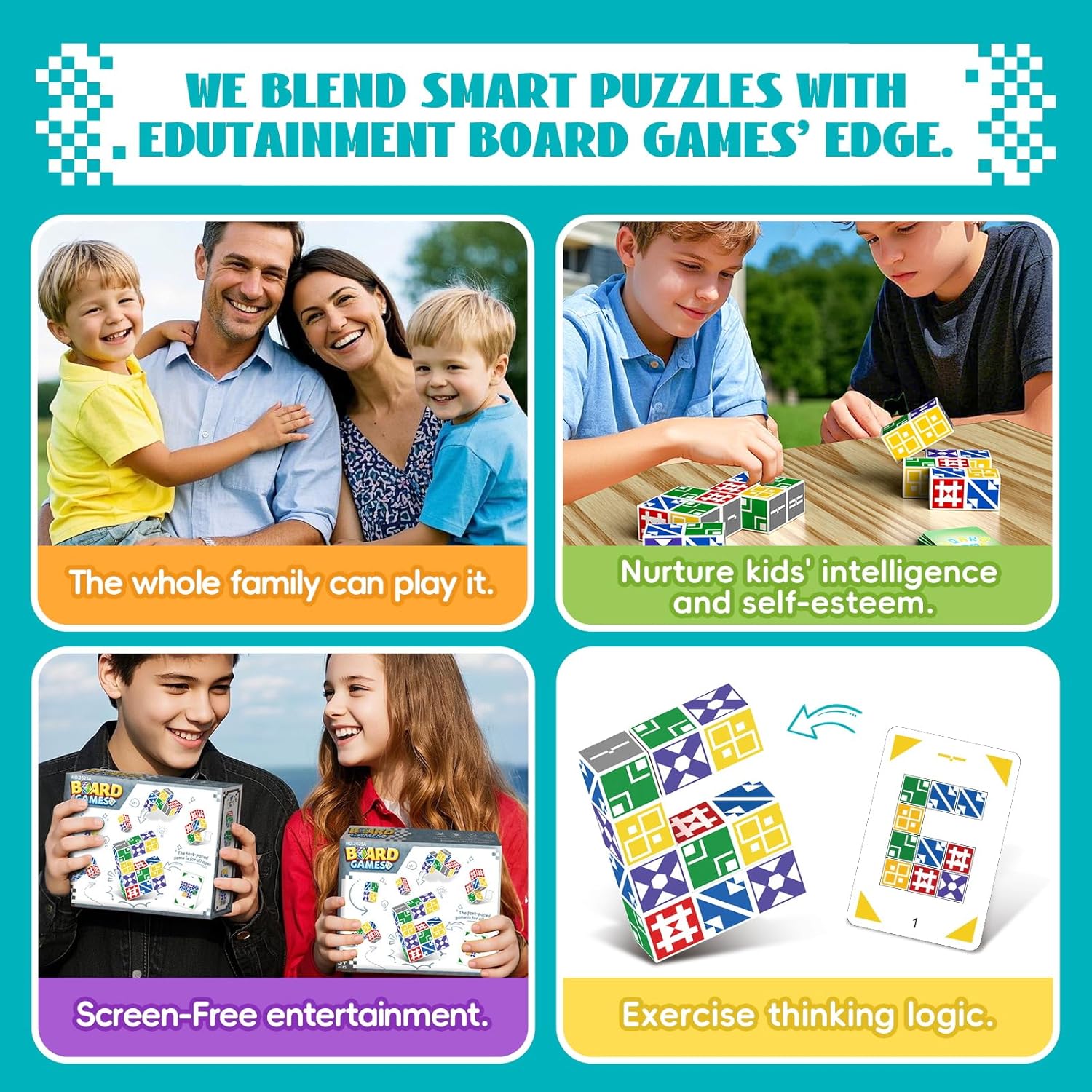 Family Matching Game for Kids & Adults, Block Puzzle Board Games for Boys & Girls Ages 4-8 8-12, 2