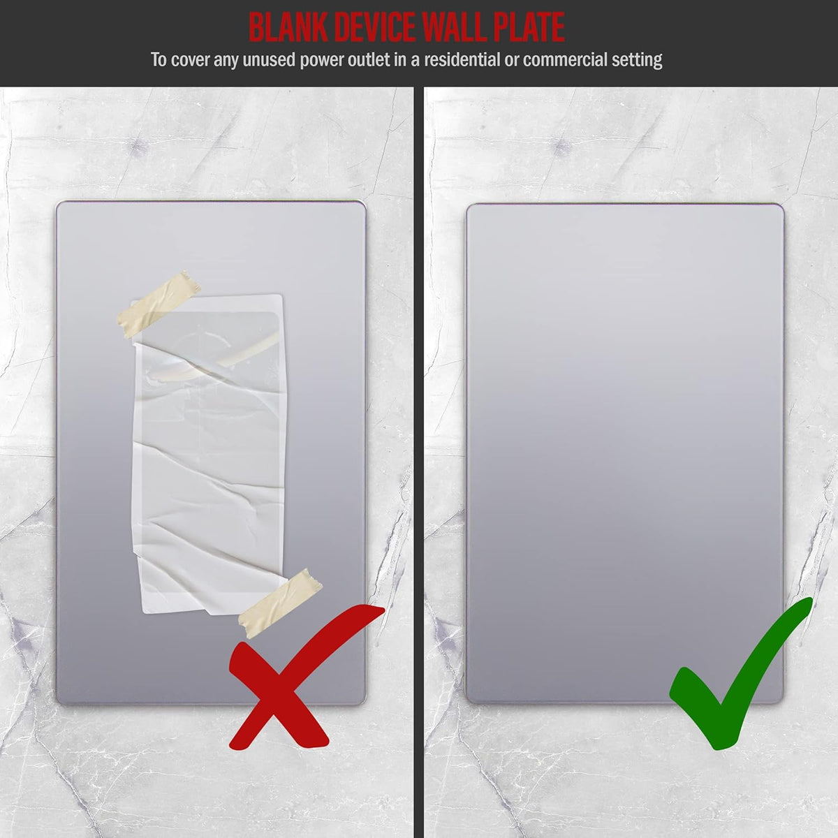 ENERLITES Screwless Blank Wall Plate, Child Safe Blank Device Outlet Cover, Standard Size, 1-Gang